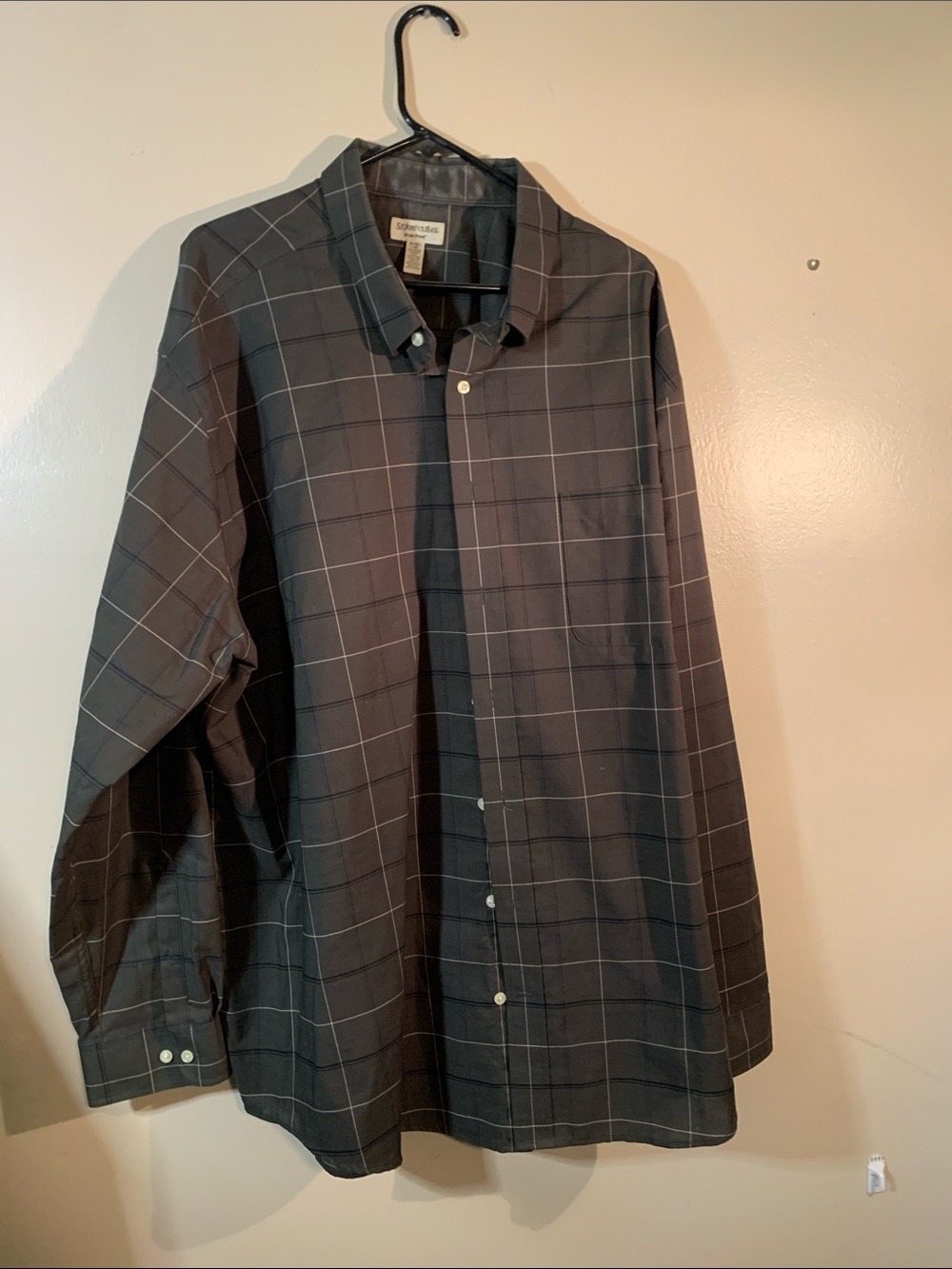 Men's brown Windowpane Button-Down Shirt men’s size 3xl